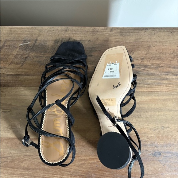 Sam Edelman Daffodil Black Suede Block Heels - Size 8.5 - Picture 8 of 8